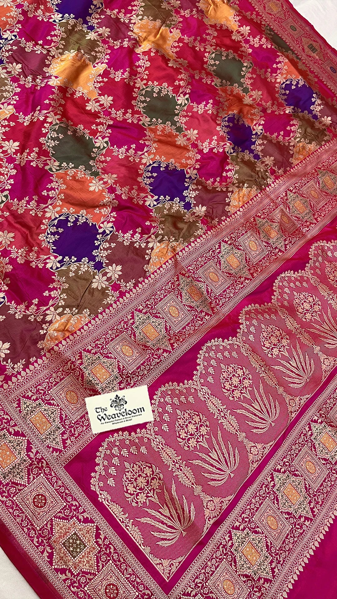 Rangkat Rani multicolor Rangkat pattern Katan silk pure Banarasi saree by The Weaveloom