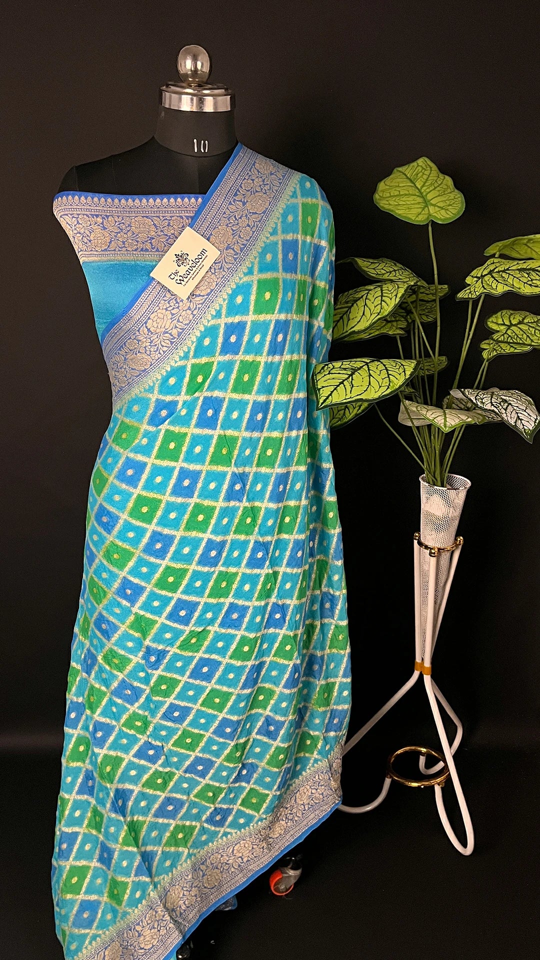 Rangkat Sea Green Crepe Georgette Pure Banarasi Saree multicolor - The Weaveloom