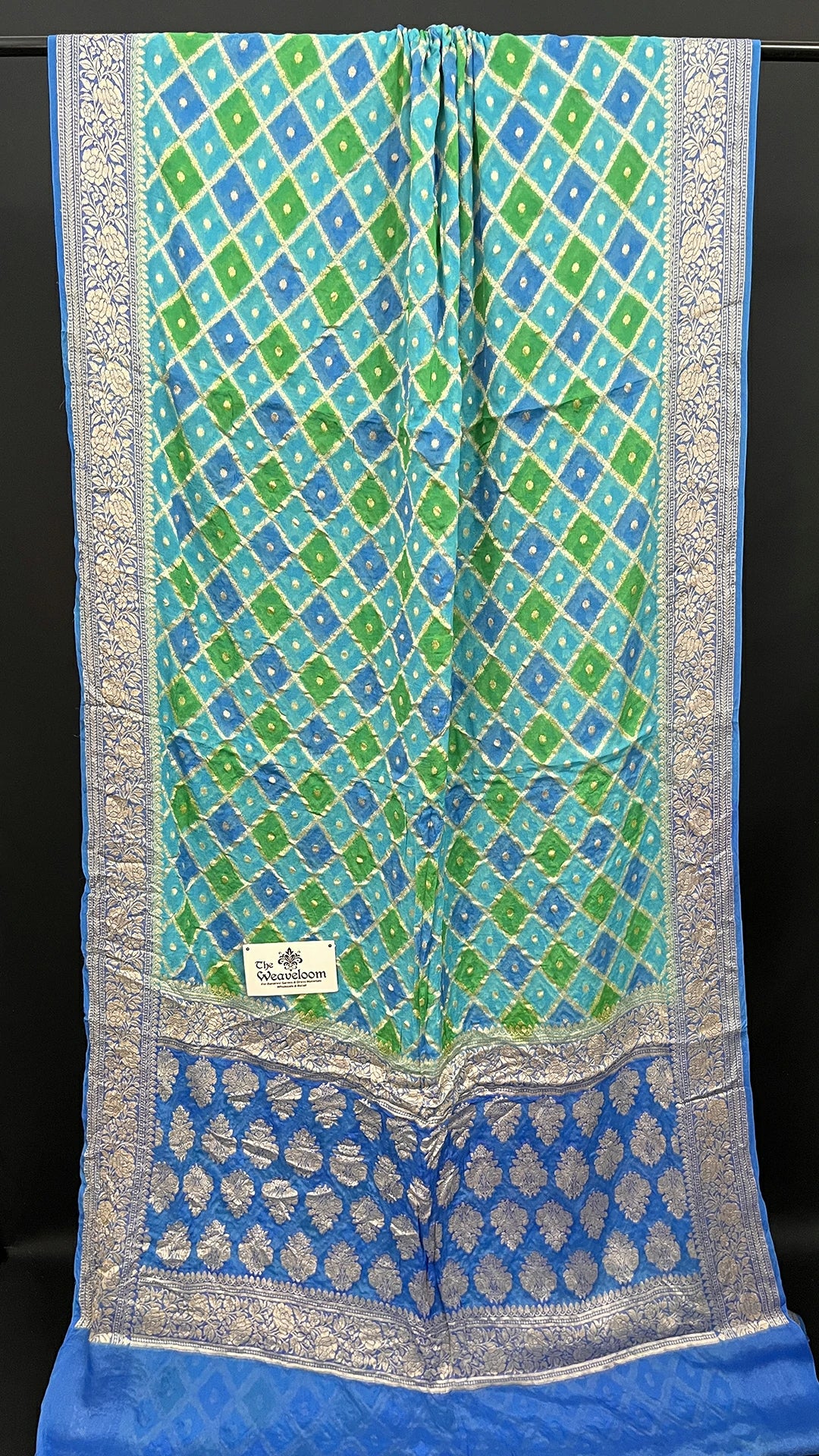 Rangkat Sea Green Crepe Georgette Pure Banarasi Saree multicolor - The Weaveloom