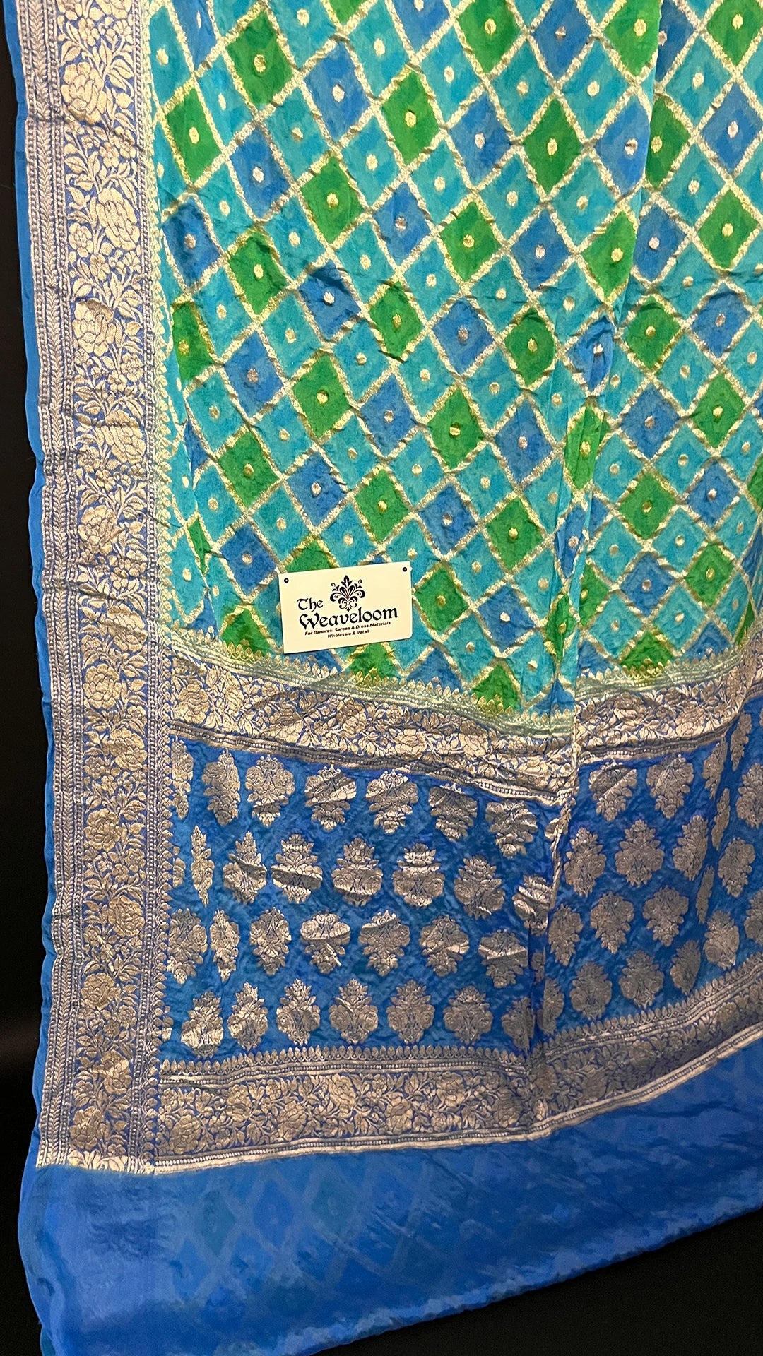 Rangkat Sea Green Crepe Georgette Pure Banarasi Saree multicolor - The Weaveloom
