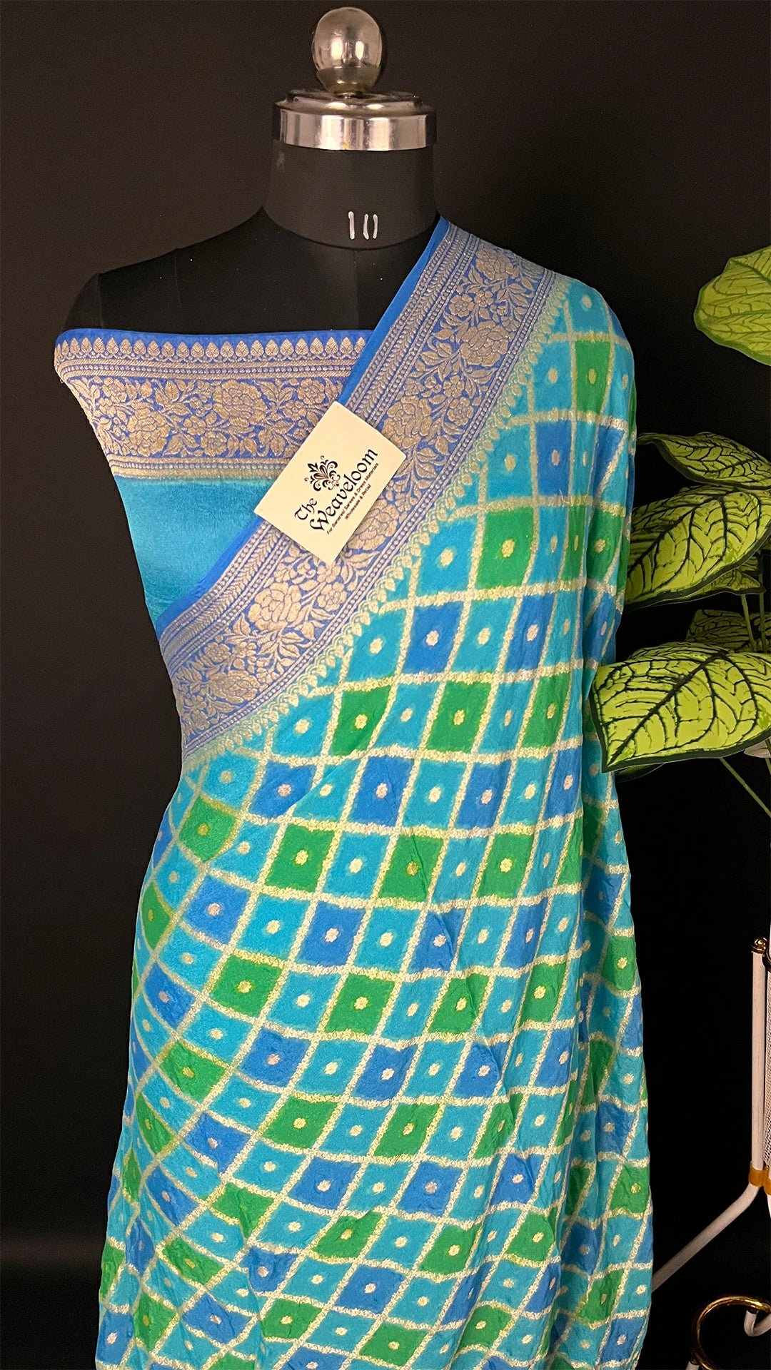 Rangkat Sea Green Crepe Georgette Pure Banarasi Saree multicolor - The Weaveloom