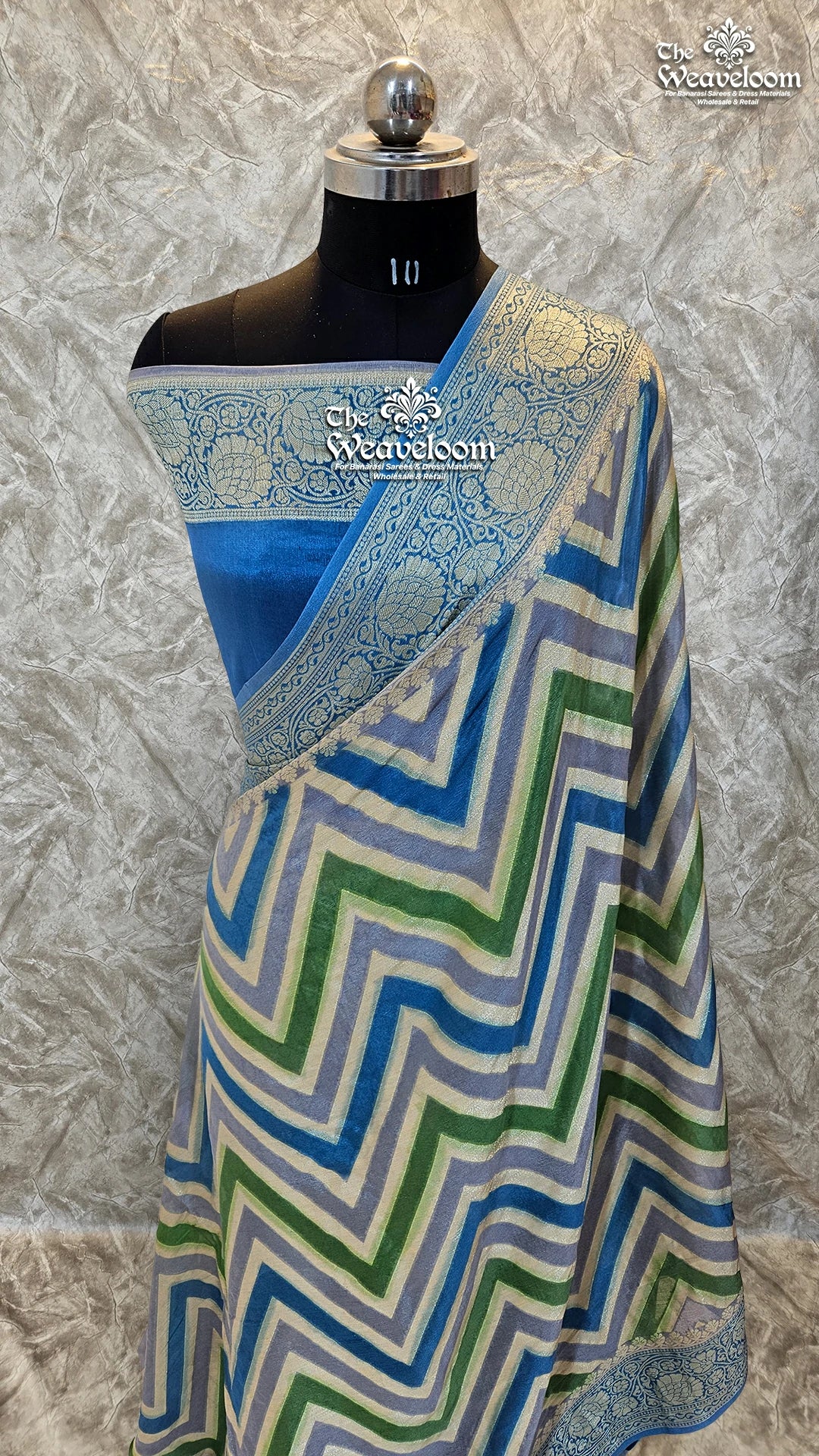 Rangkat Grey - Pure Khaddi Chiffon Banarasi Saree by The Weaveloom