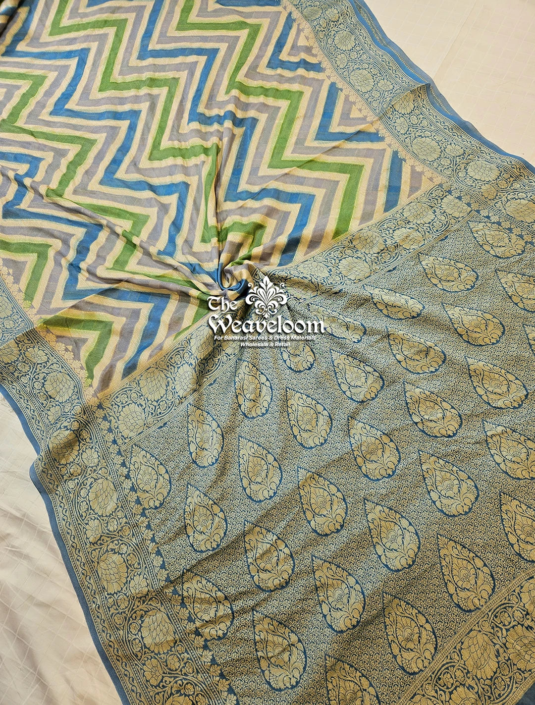 Rangkat Grey - Pure Khaddi Chiffon Banarasi Saree by The Weaveloom