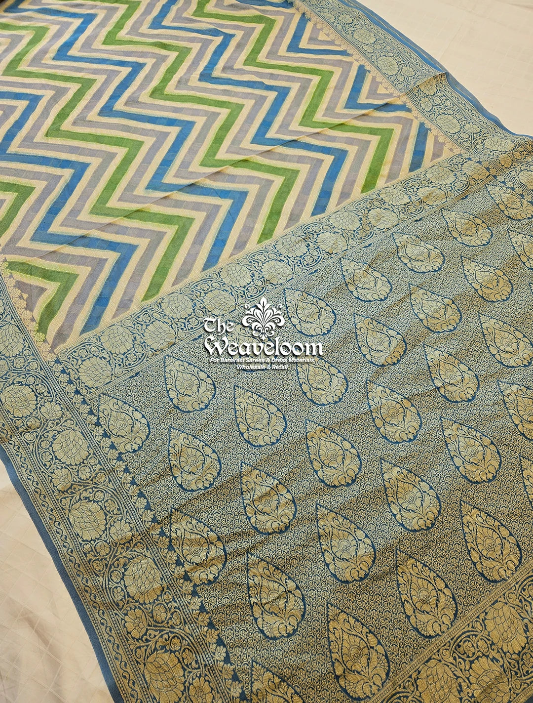 Rangkat Grey - Pure Khaddi Chiffon Banarasi Saree by The Weaveloom