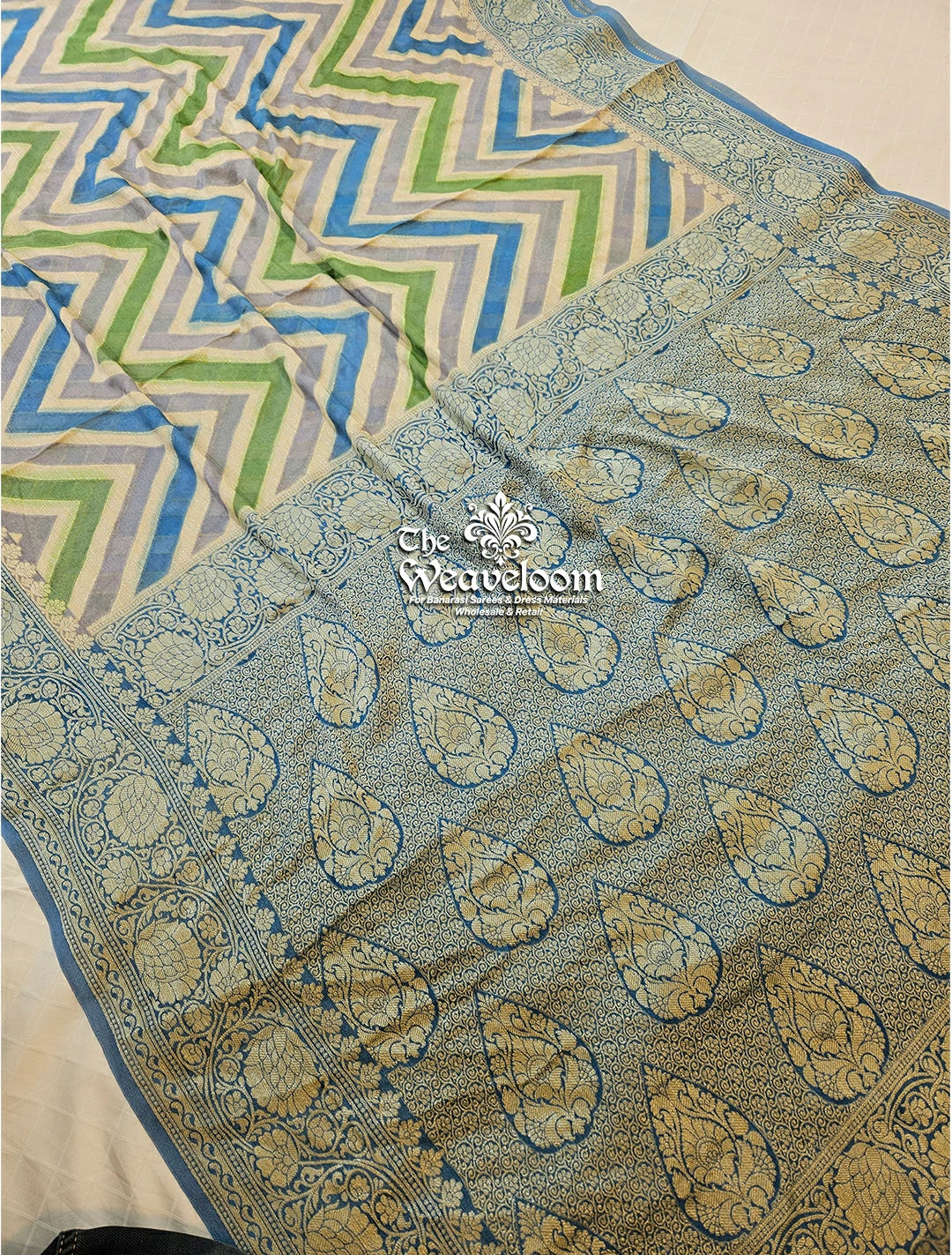 Rangkat Grey - Pure Khaddi Chiffon Banarasi Saree by The Weaveloom