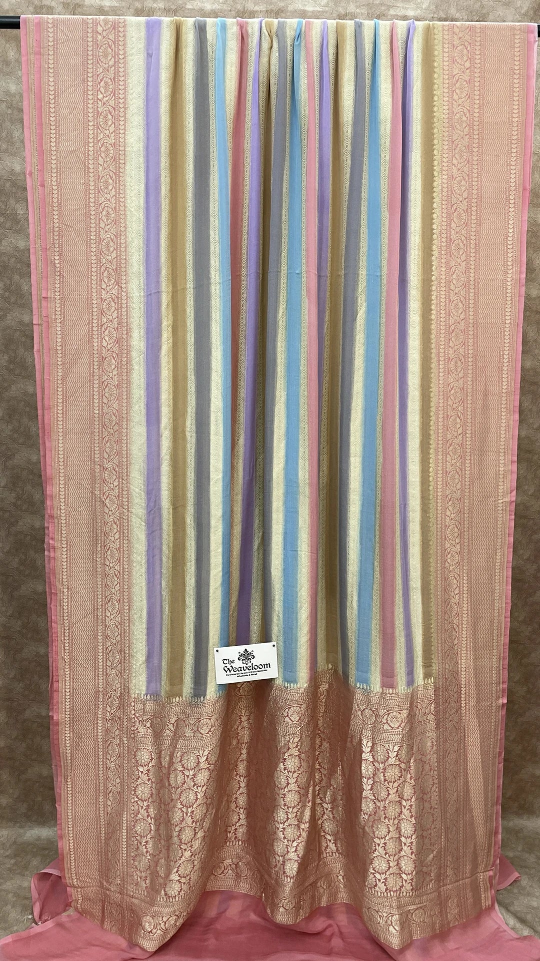 Rangkat Multicolor Khaddi Georgette Banarasi Saree by The Weaveloom