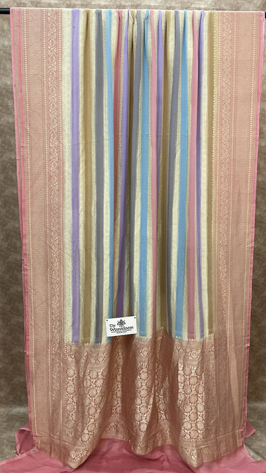 Rangkat Multicolor Khaddi Georgette Banarasi Saree by The Weaveloom