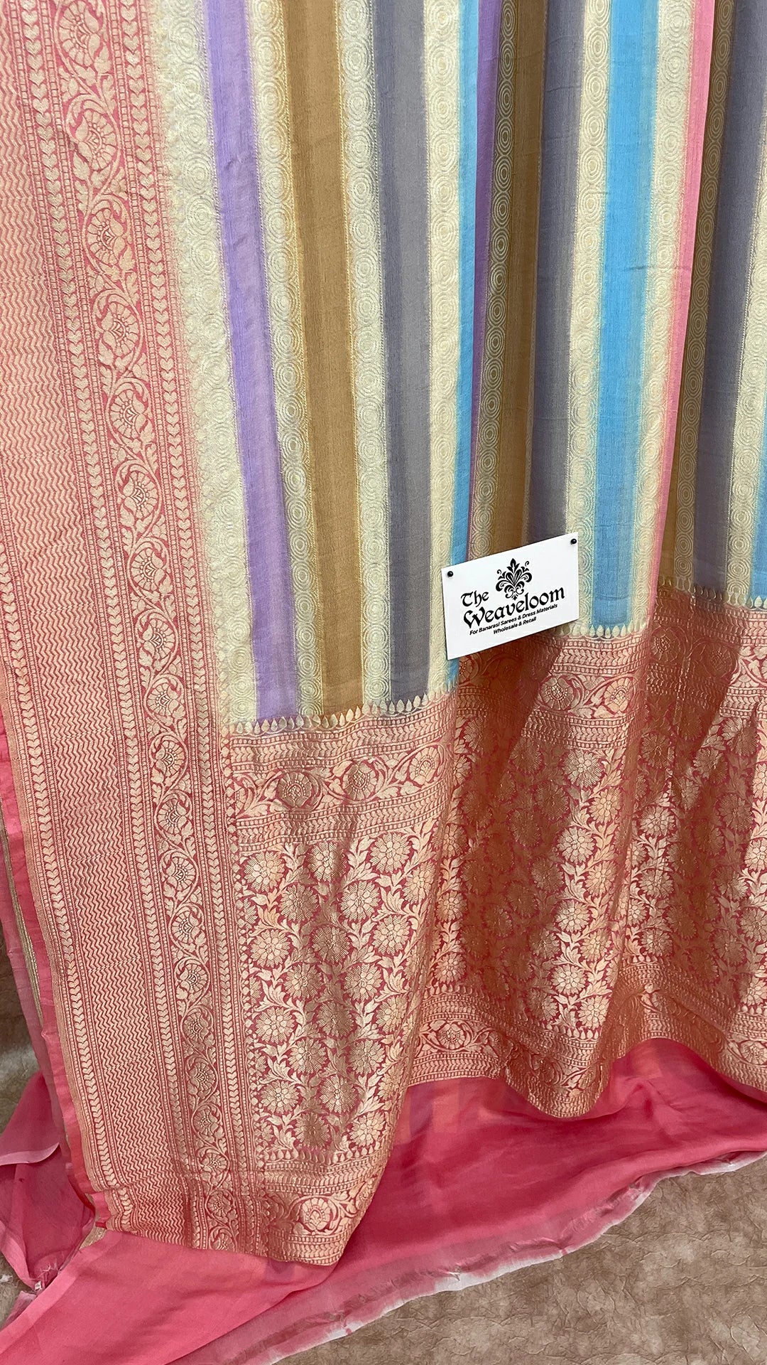 Rangkat Multicolor Khaddi Georgette Banarasi Saree by The Weaveloom