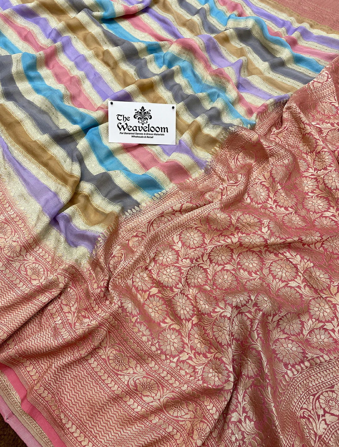 Rangkat Multicolor Khaddi Georgette Banarasi Saree by The Weaveloom