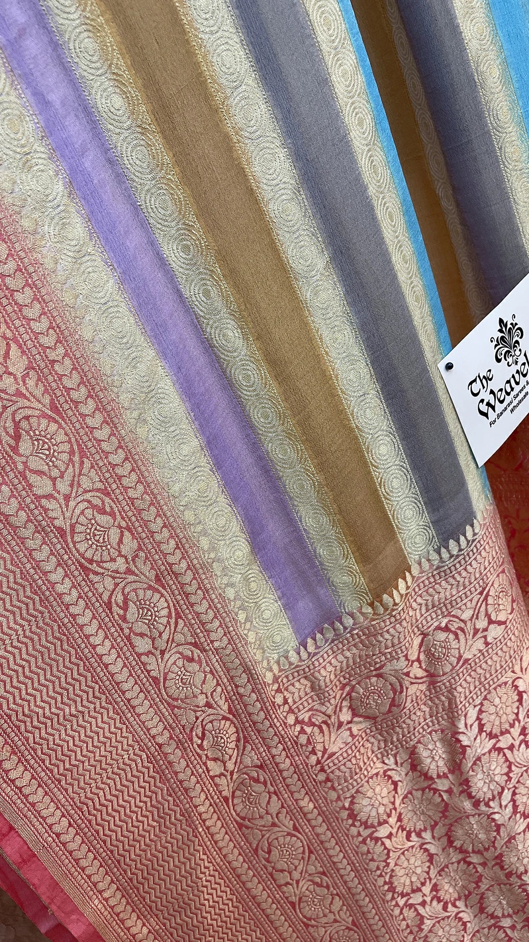 Rangkat Multicolor Khaddi Georgette Banarasi Saree by The Weaveloom
