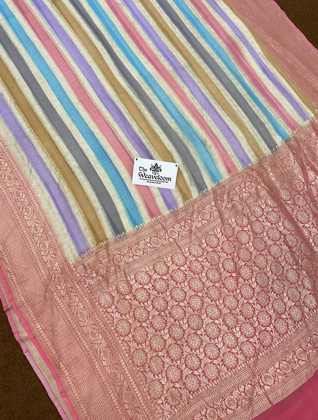 Rangkat Multicolor Khaddi Georgette Banarasi Saree by The Weaveloom
