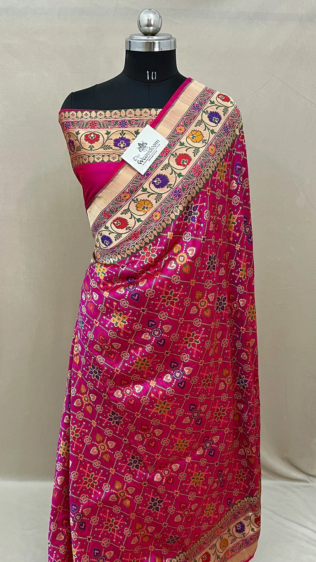 Rani Magenta Pure Katan Silk Banarasi Saree With Meenakari Work The Weaveloom
