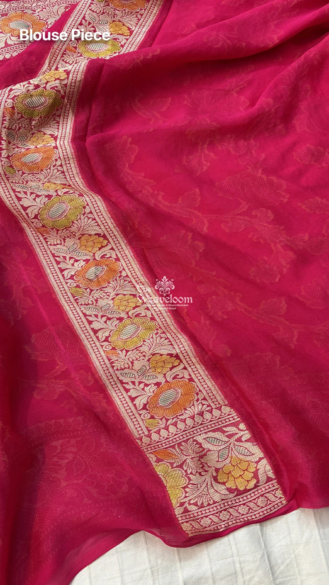 Rani Pink Floral Jaal Handbrush Dye Pure Banarasi Saree by The Weaveloom