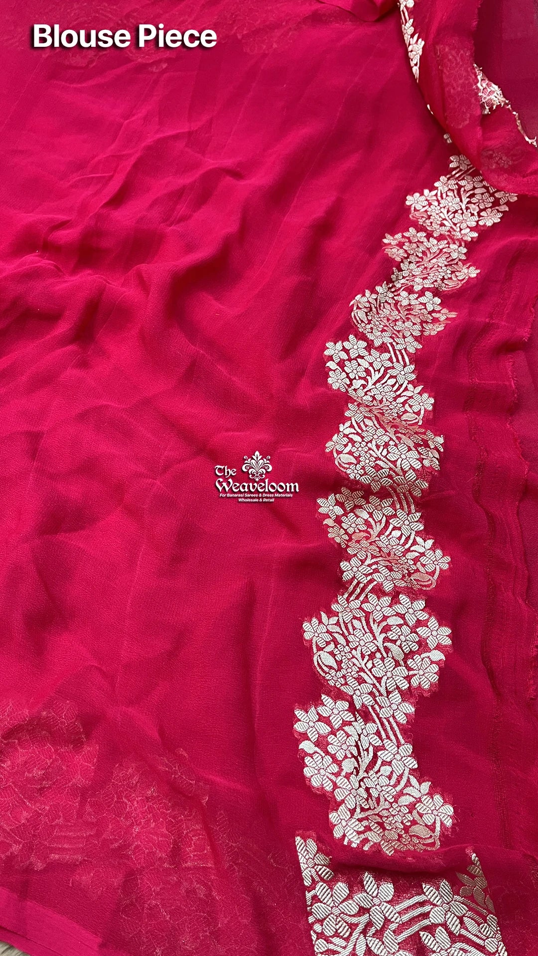 Rani pink floral zari embroidered pure Banarasi saree by The Weaveloom
