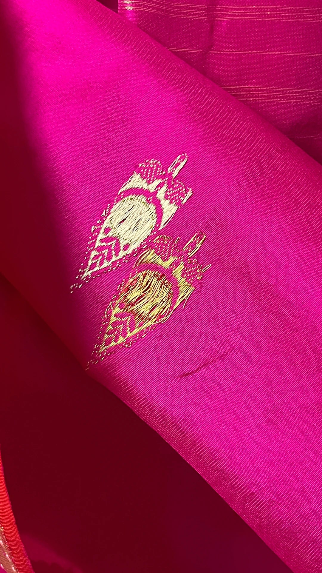 Rani - Pure Katan Silk Meenakari Banarasi Saree Rani Pink with Gold Jaal & Meenakari Butas - The Weaveloom