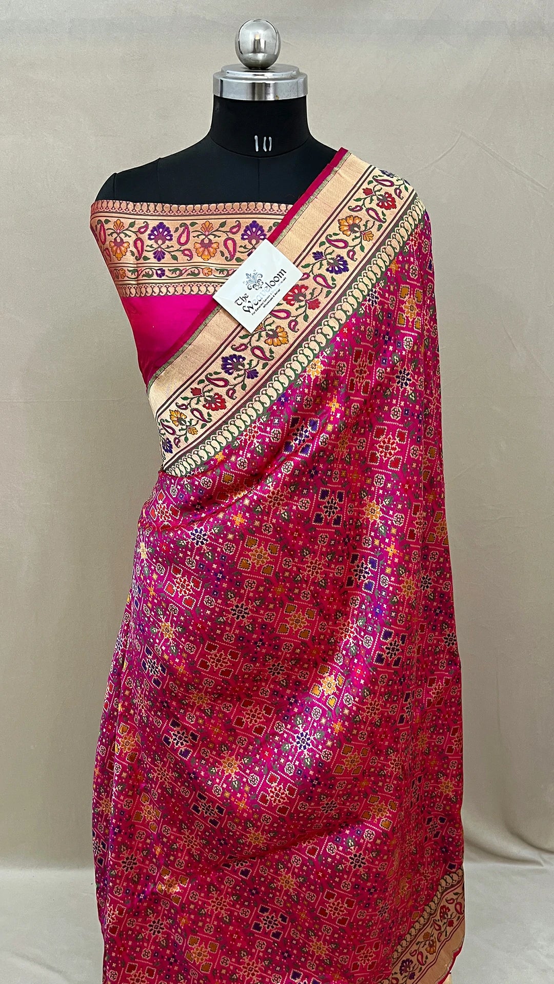 Rani Pink Pure Katan Silk Meenakari Work Banarasi Saree by The Weaveloom