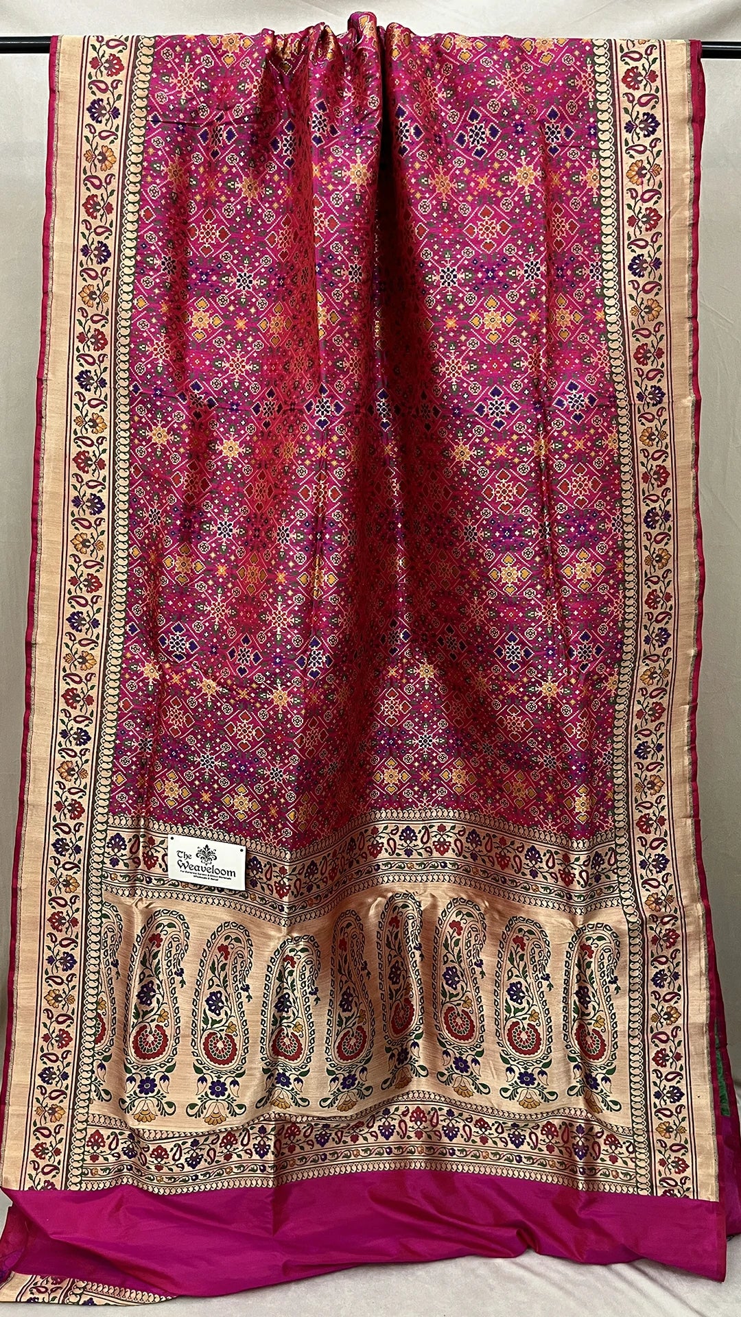 Rani Pink Pure Katan Silk Meenakari Work Banarasi Saree by The Weaveloom