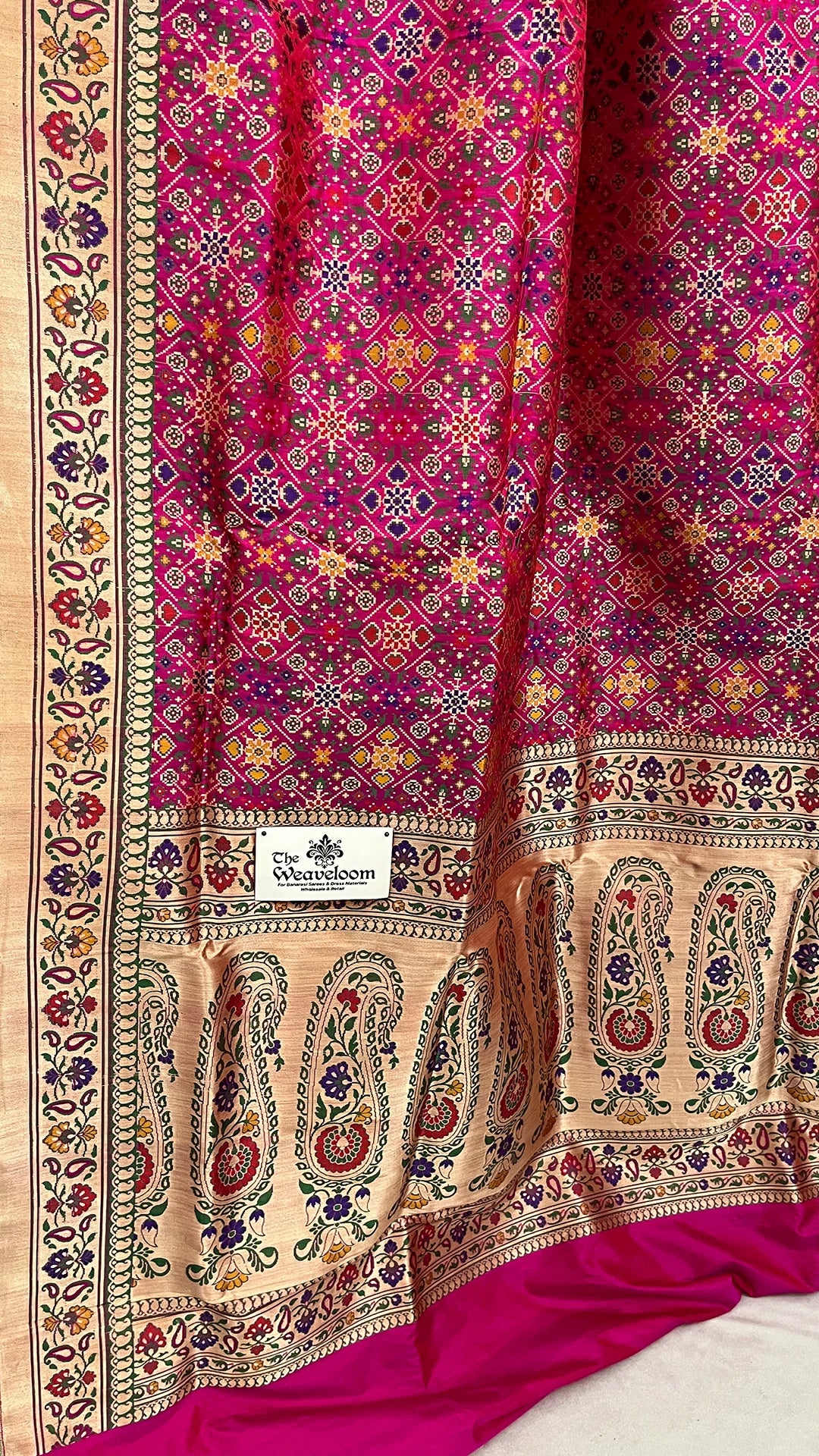 Rani Pink Pure Katan Silk Meenakari Work Banarasi Saree by The Weaveloom