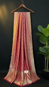 Rani Pink Pure Viscose Georgette Bandhej Meenakari Dupatta with Gold Zari Border - The Weaveloom