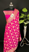 Rani Pure Crepe Georgette Banarasi Saree with Meenakari Work by The Weaveloom