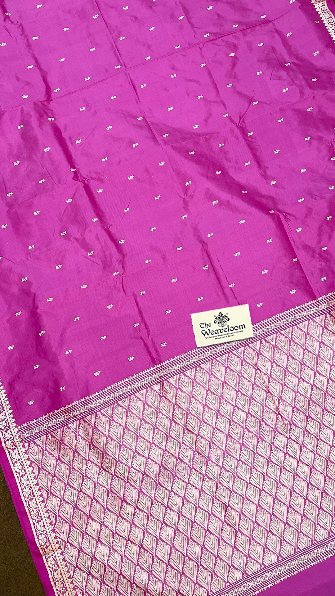 Rani Pure Katan Silk Handloom Banarasi Saree with Gold Zari Buti and Border by The Weaveloom