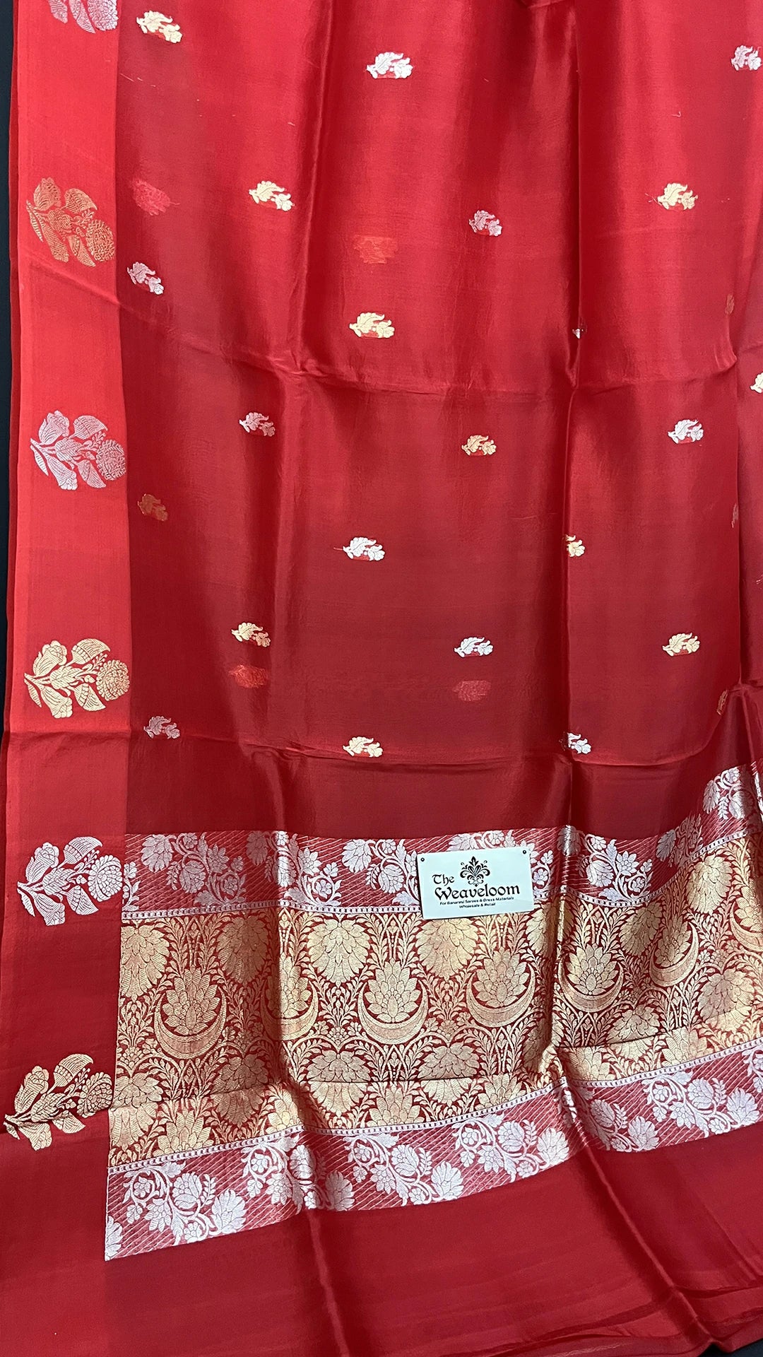Red Kora Silk Banarasi Saree With Sona Rupa Zari Floral Buta Rich Pallu The Weaveloom