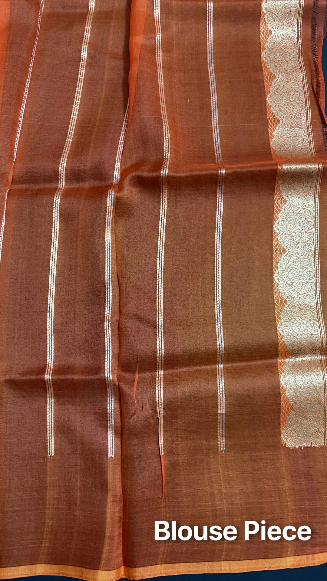 Red Kora Silk Handloom Banarasi Saree with Zari Stripes and Leaf Motifs The Weaveloom