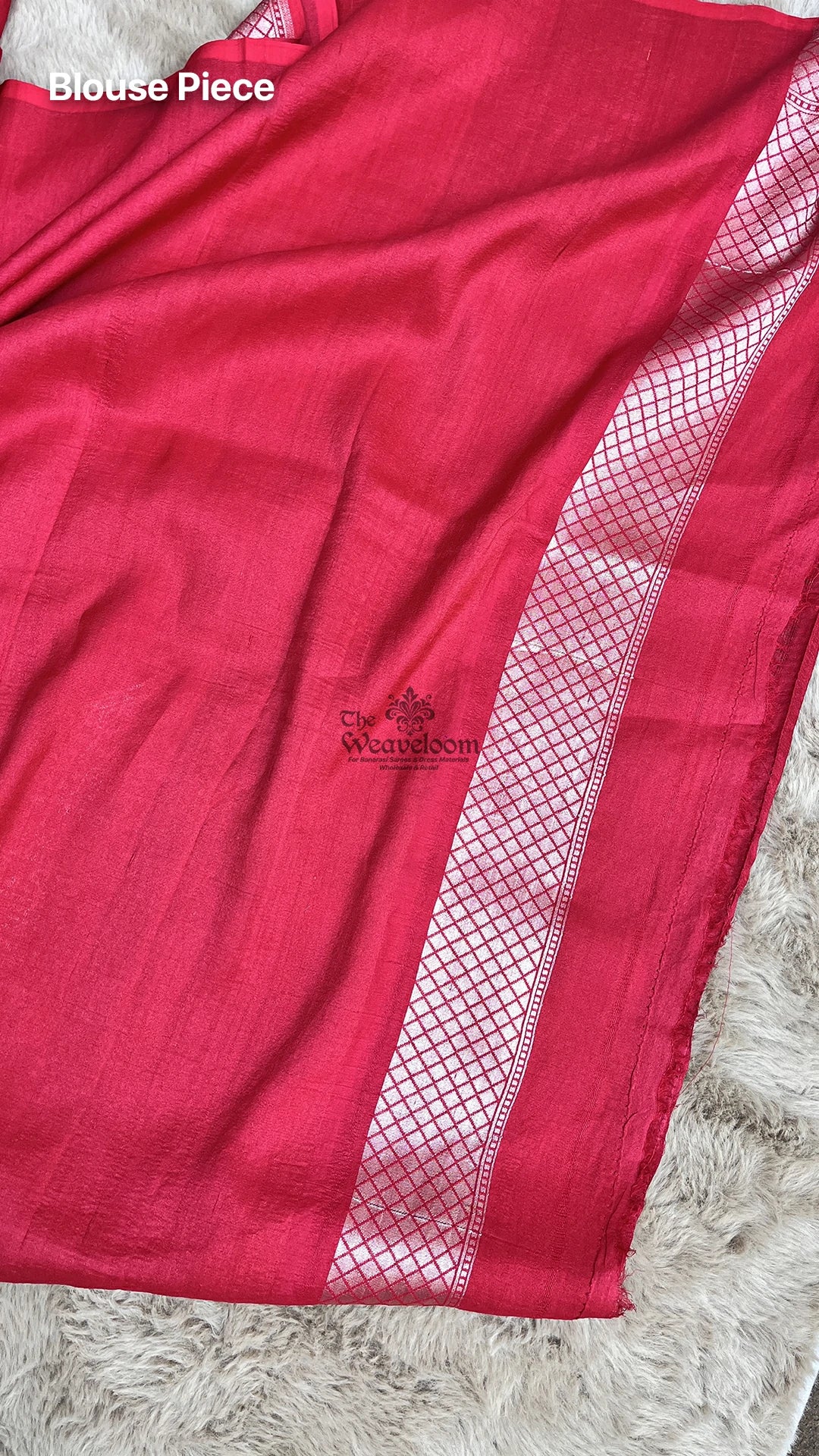 Red Meenakari Temple Border Pure Tussar Georgette Banarasi Saree by The Weaveloom