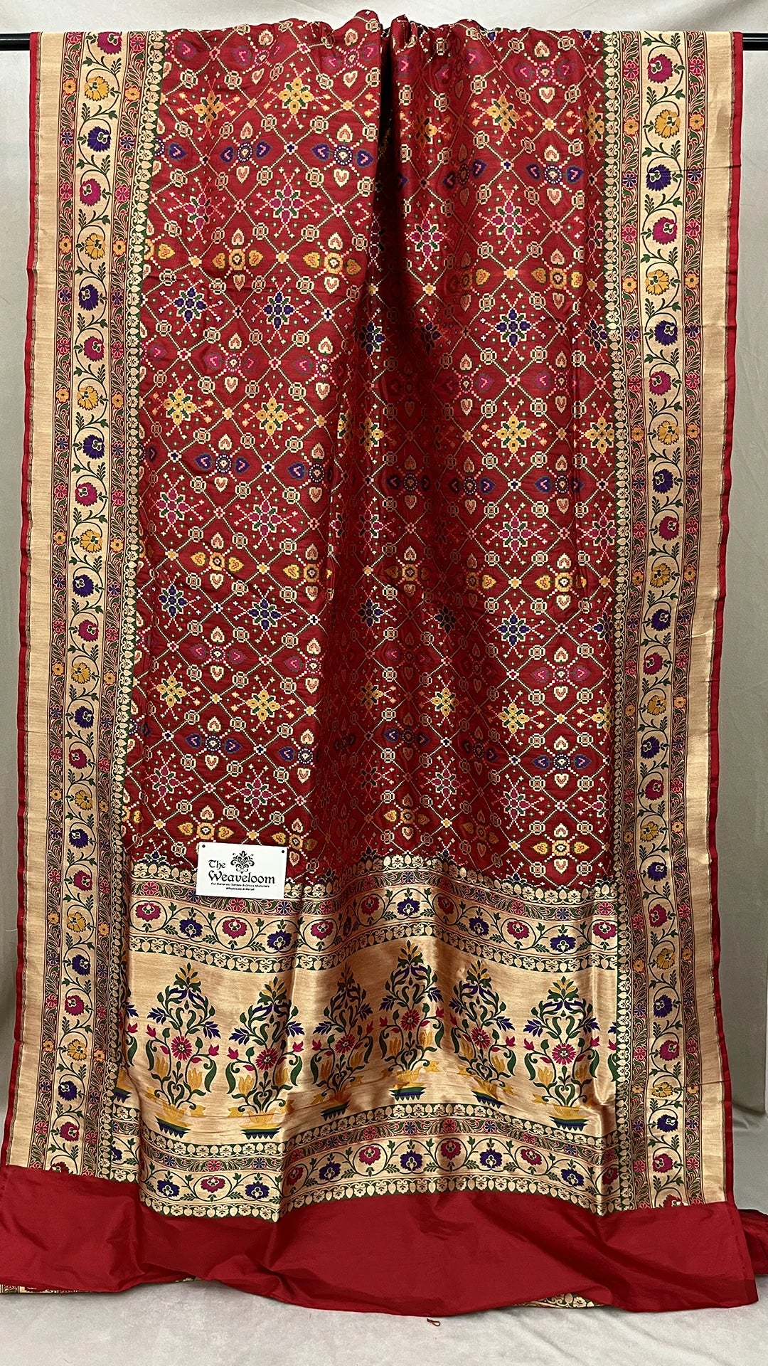 Red Pure Katan Silk Banarasi Saree with Meenakari The Weaveloom