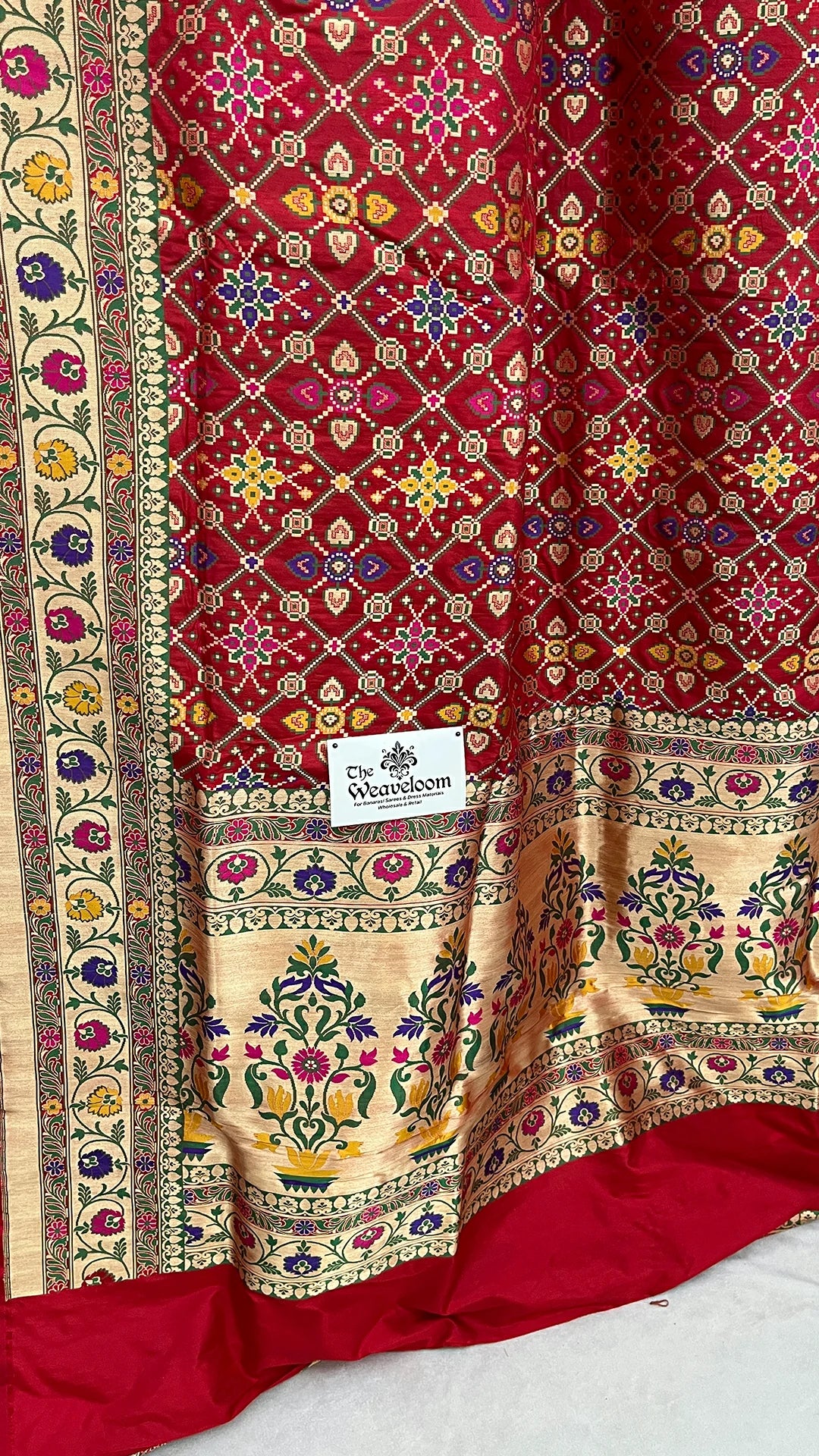 Red Pure Katan Silk Banarasi Saree with Meenakari The Weaveloom