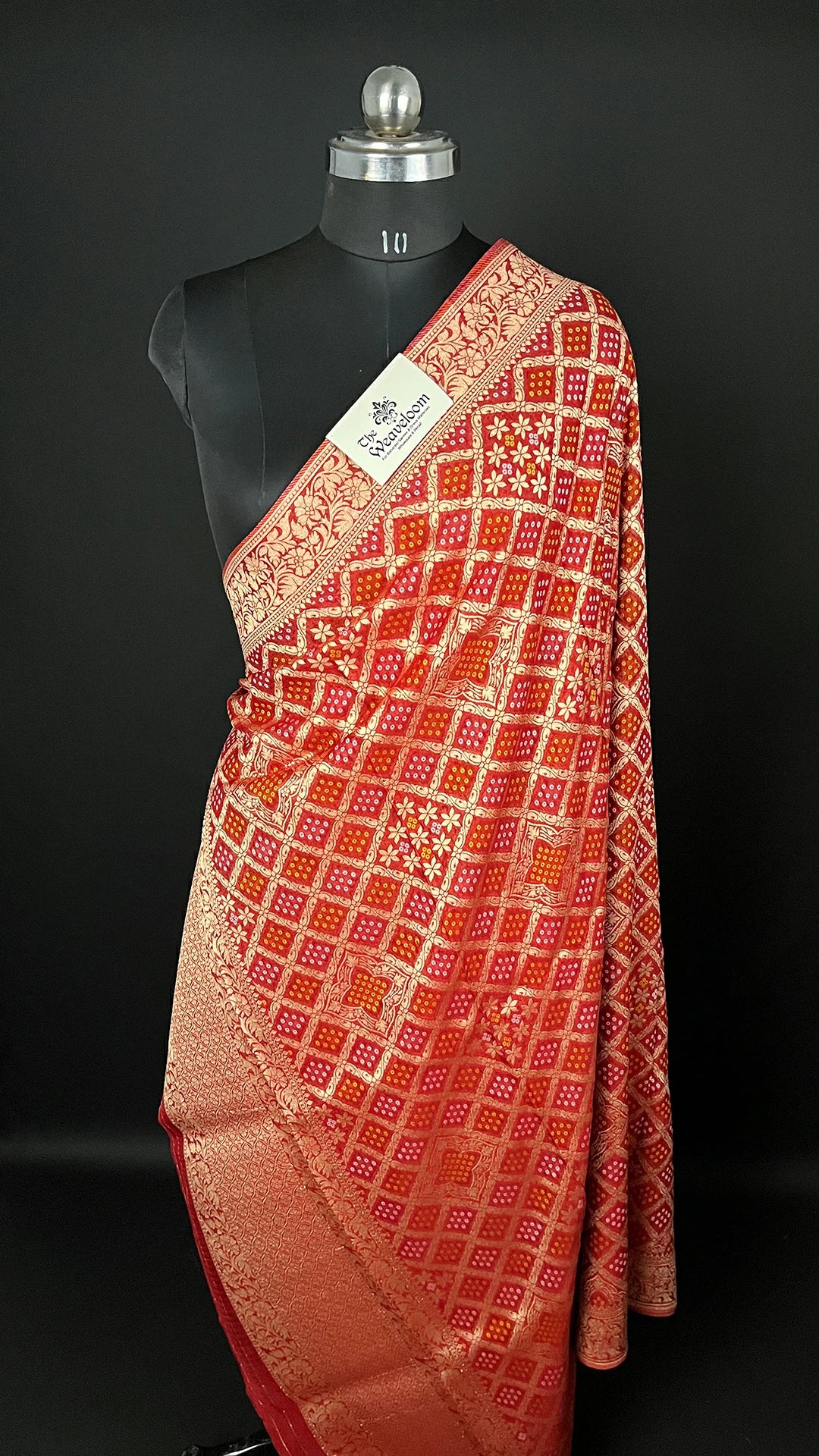 Red Pure Viscose Georgette Bandhej Meenakari Style Dupatta - The Weaveloom