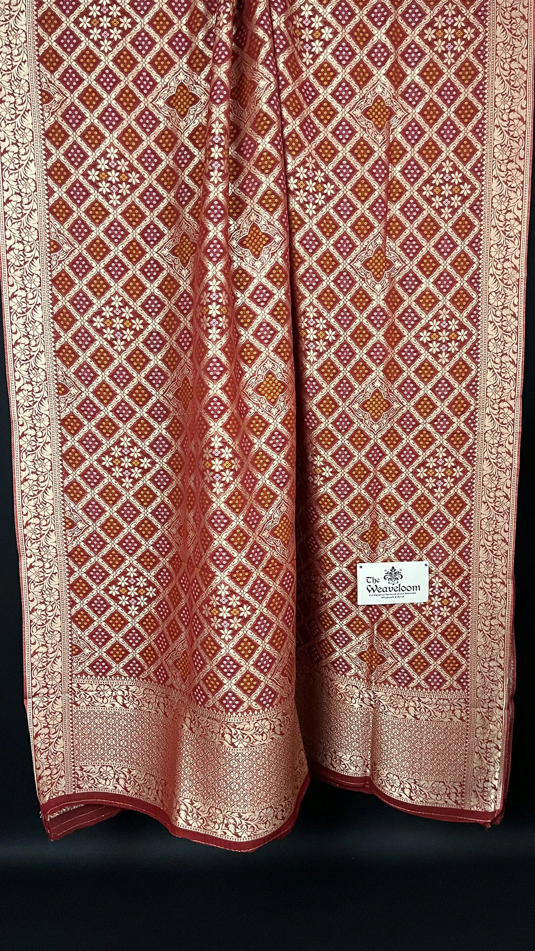 Red Pure Viscose Georgette Bandhej Meenakari Style Dupatta - The Weaveloom