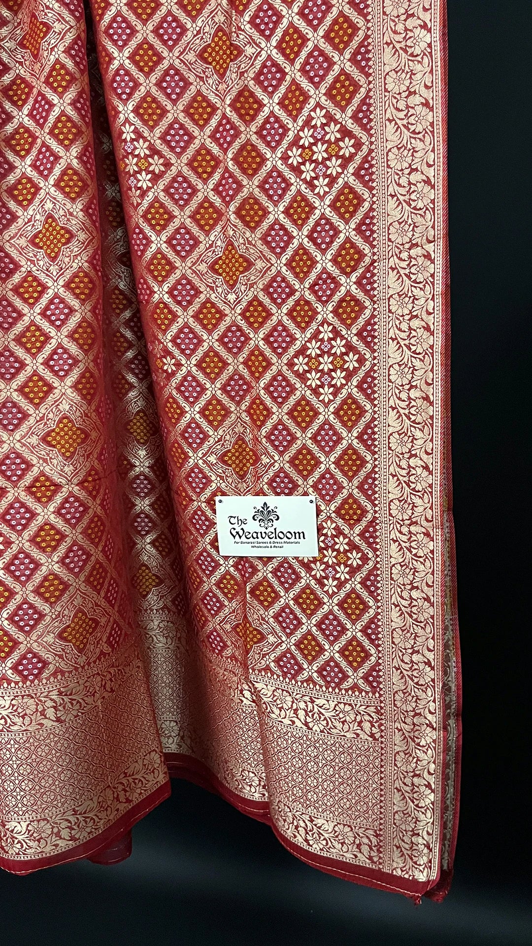 Red Pure Viscose Georgette Bandhej Meenakari Style Dupatta - The Weaveloom