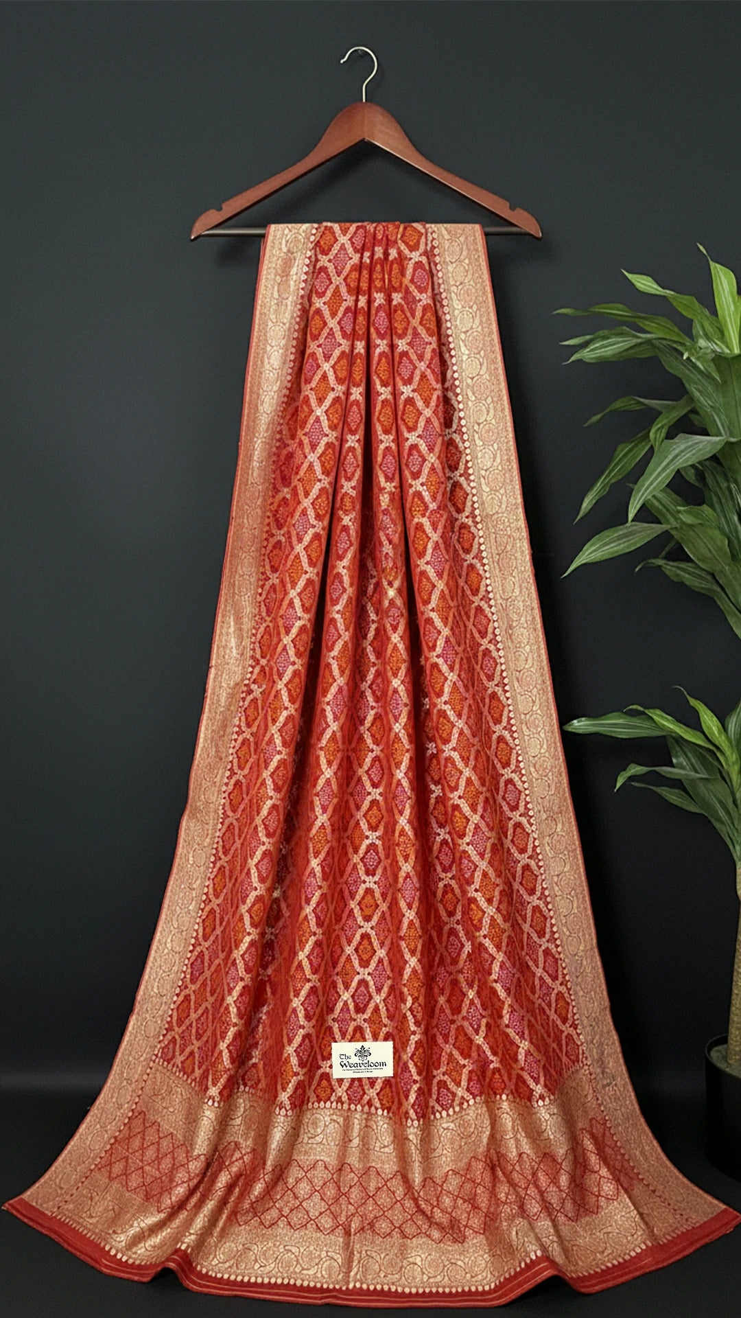 Red Pure Viscose Georgette Bandhej Style Meenakari Dupatta - The Weaveloom