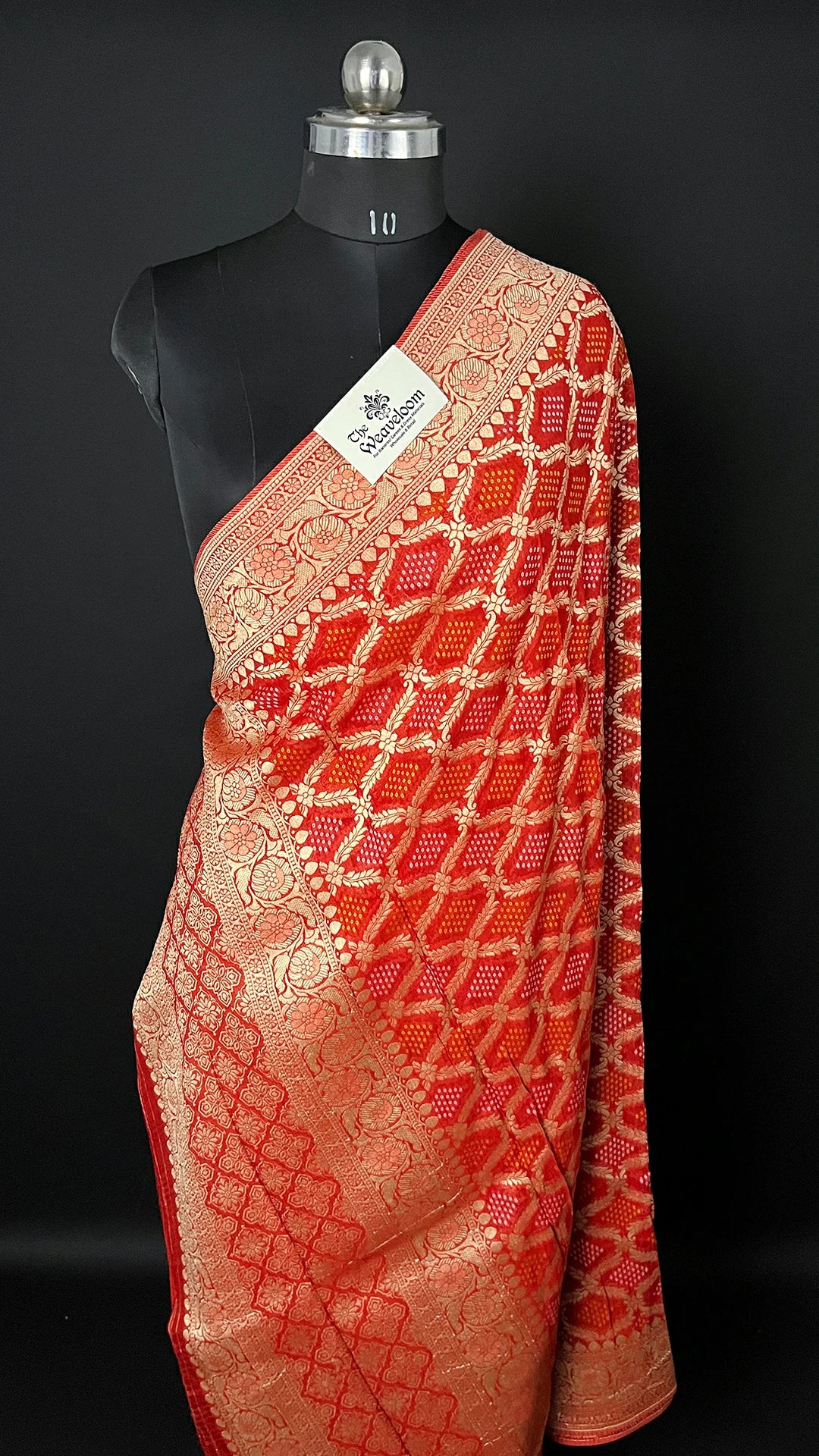 Red Pure Viscose Georgette Bandhej Style Meenakari Dupatta - The Weaveloom