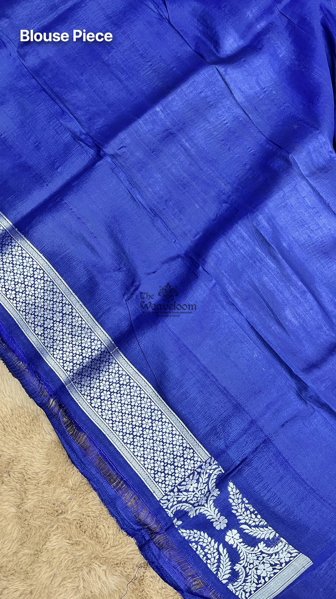 Royal Blue Floral Meenakari Tussar Georgette Pure Banarasi Saree by The Weaveloom