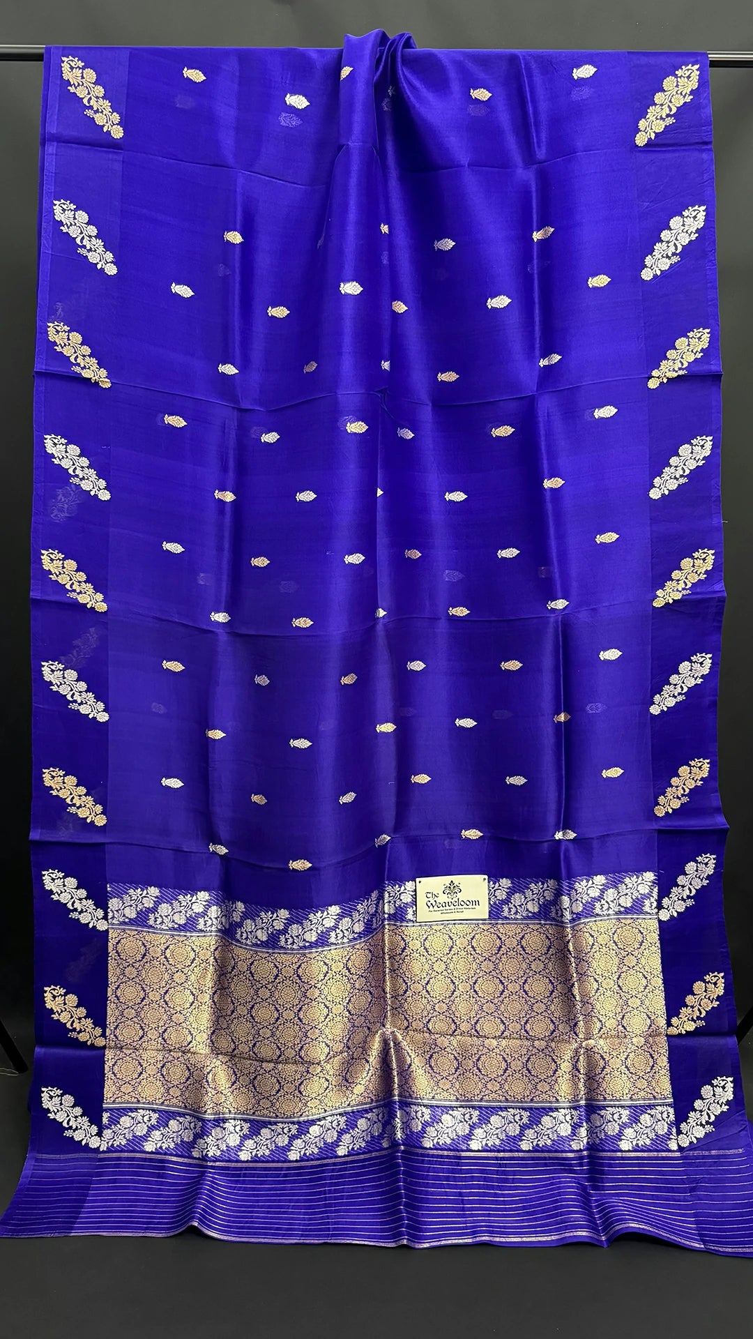 Royal Blue Kora Silk Handloom Banarasi Saree with Sona Rupa Zari Buti Rich Border The Weaveloom