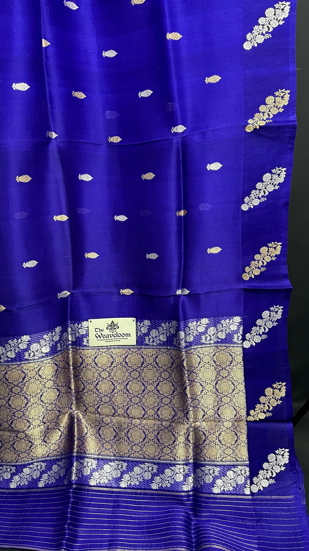 Royal Blue Kora Silk Handloom Banarasi Saree with Sona Rupa Zari Buti Rich Border The Weaveloom
