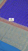 Royal Blue Pure Khaddi Georgette Banarasi Saree Antique Zari The Weaveloom