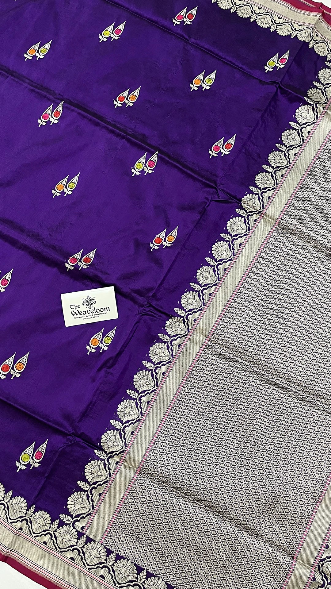 Royal Purple Pure Katan Silk Handloom Meenakari Banarasi Saree With Kadwa Weave – The Weaveloom