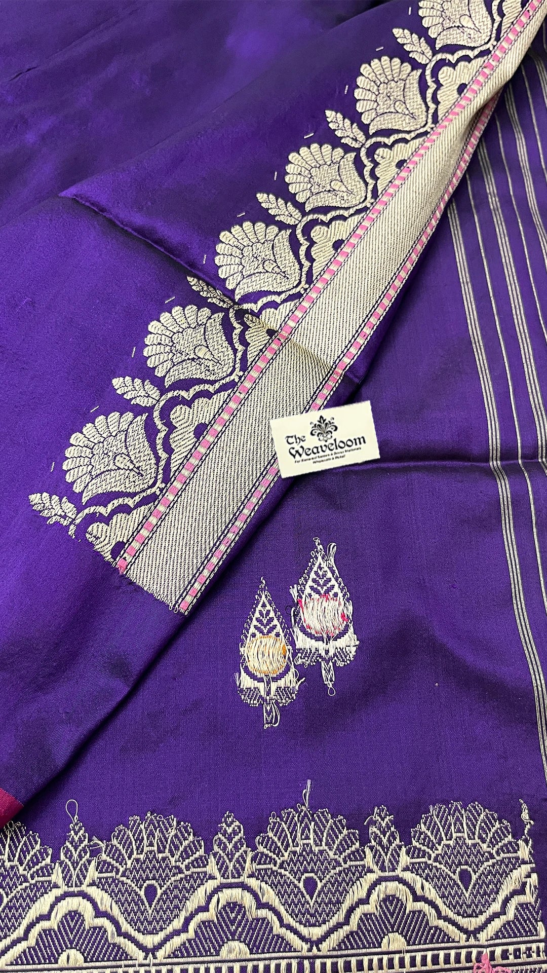 Royal Purple Pure Katan Silk Handloom Meenakari Banarasi Saree With Kadwa Weave – The Weaveloom