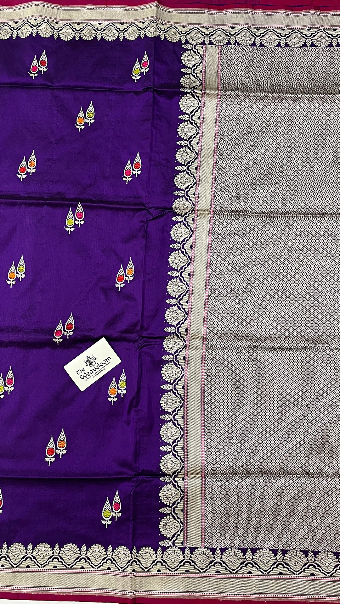 Royal Purple Pure Katan Silk Handloom Meenakari Banarasi Saree With Kadwa Weave – The Weaveloom