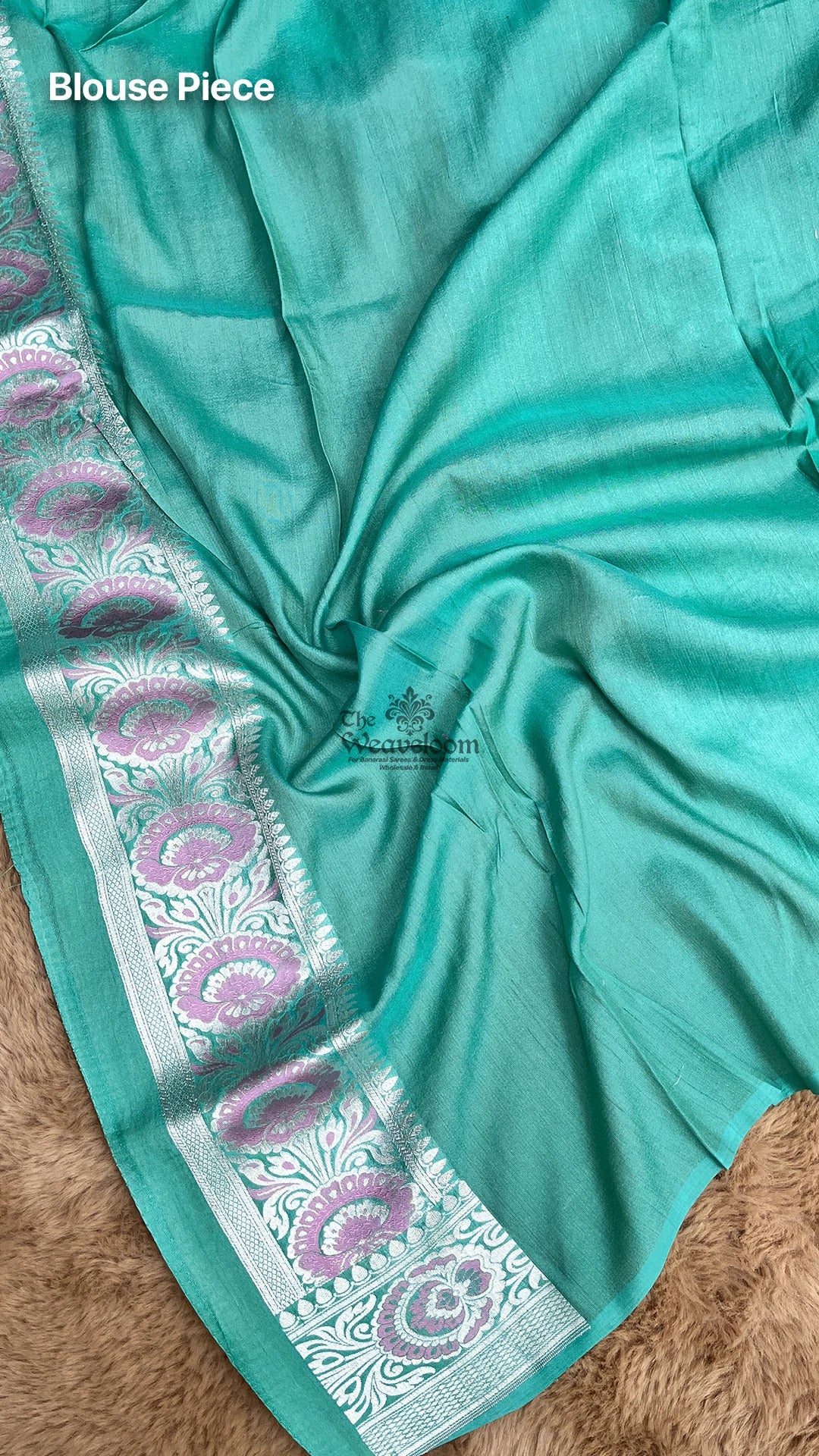 Sea Green Floral Meenakari Tussar Georgette Pure Banarasi Saree by The Weaveloom