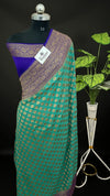 Sea Green Khaddi Georgette Pure Banarasi Saree With Antique Zari The Weaveloom