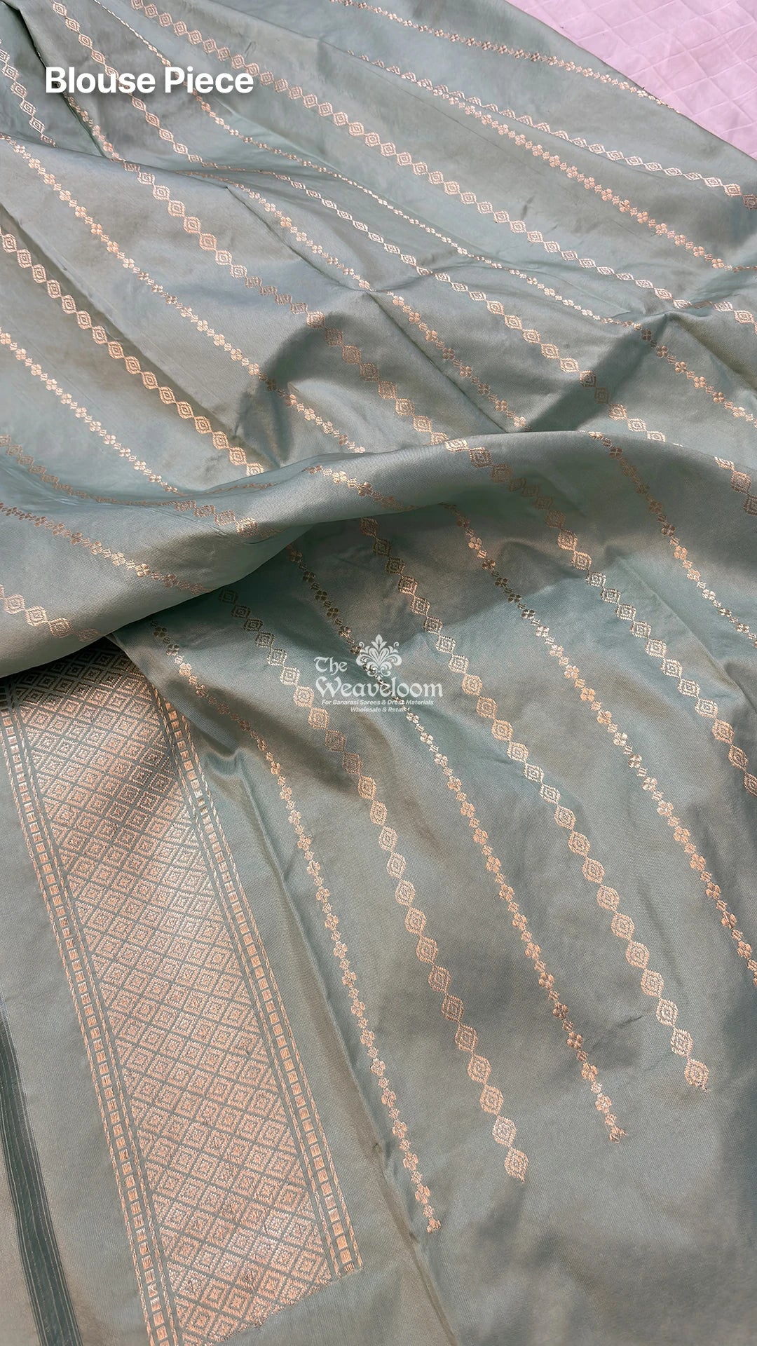 Sea Green Meenakari Floral Buta Pure Banarasi Saree in Handloom Katan Silk by The Weaveloom