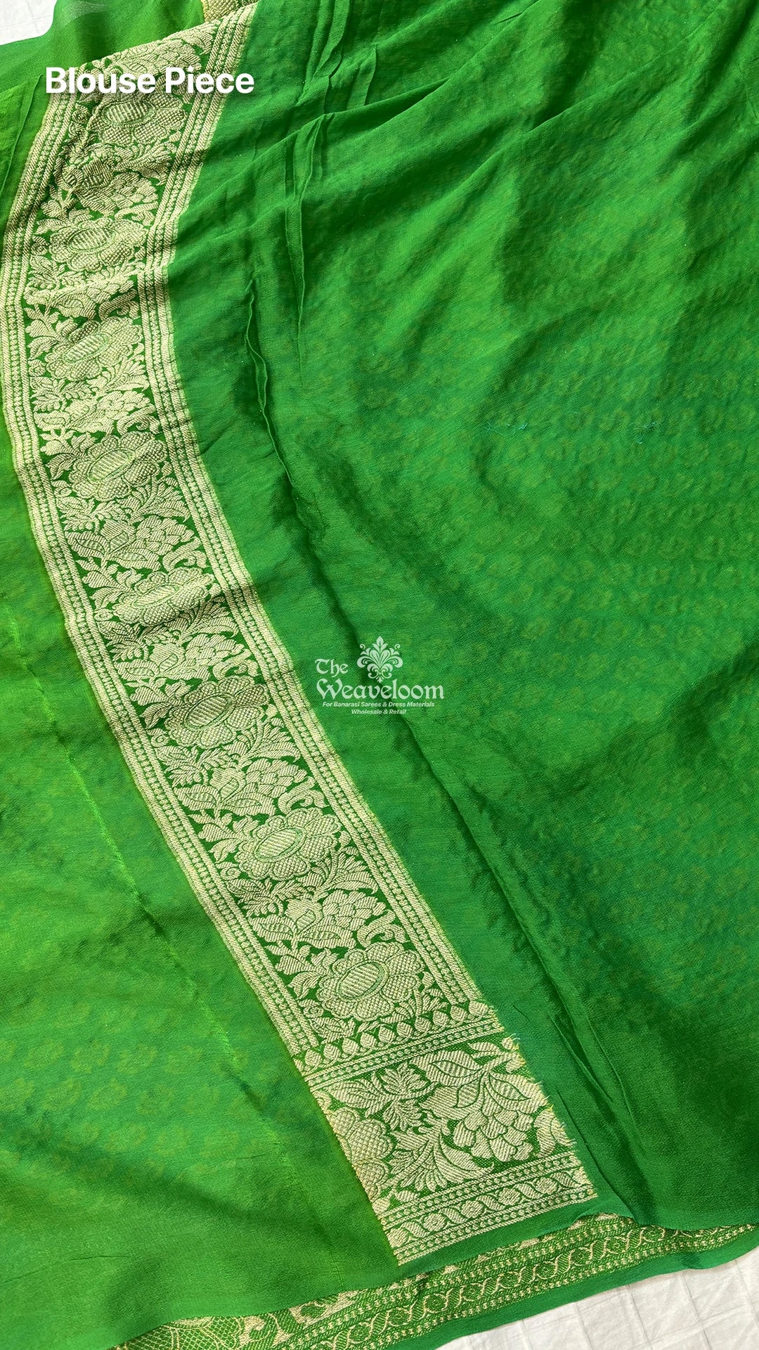 Sea Green Multicolor Rangkat Butti Pure Crepe Georgette Banarasi Saree by The Weaveloom