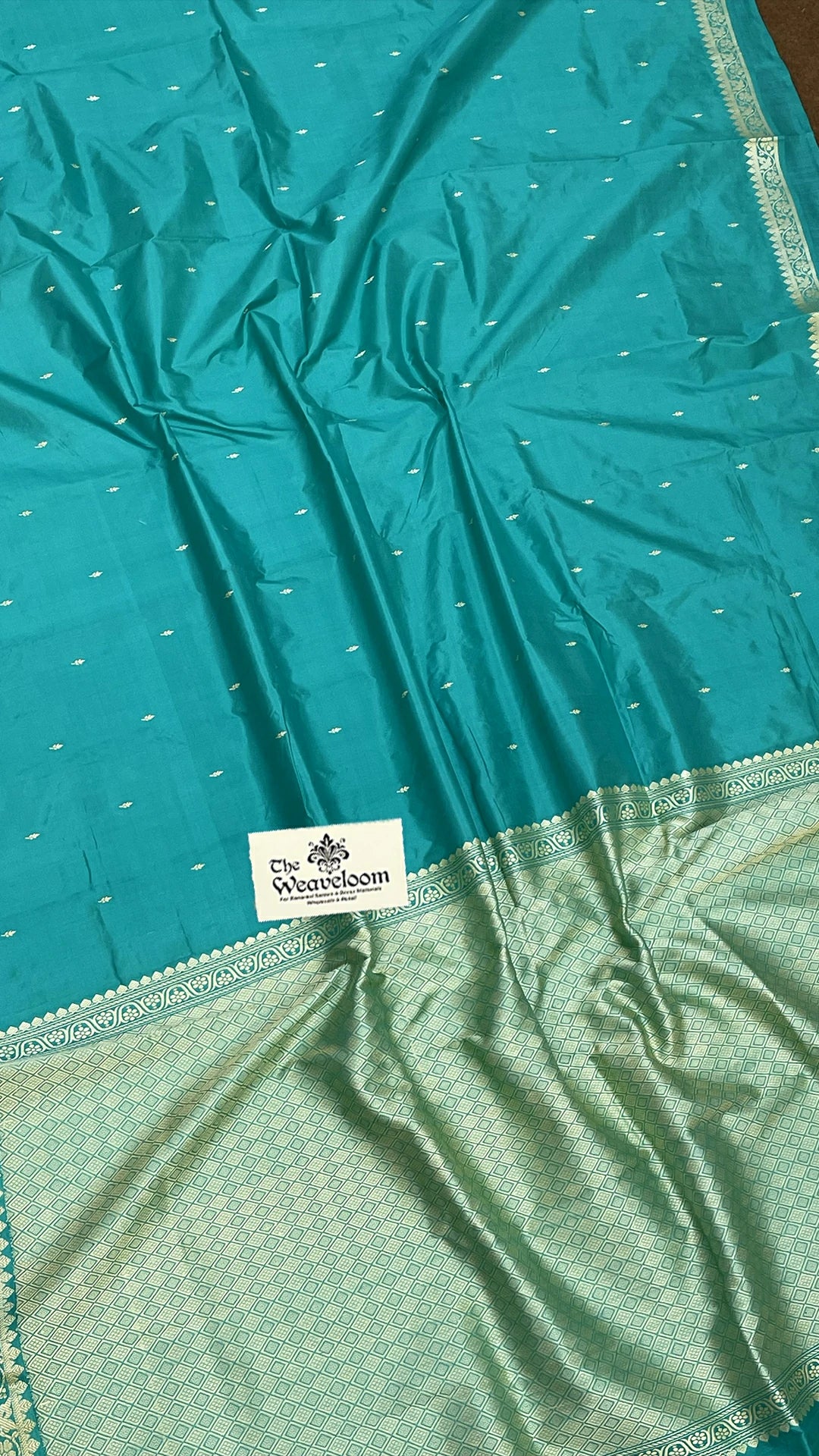 Sea Green Pure Katan Silk Handloom Banarasi Saree with Kadwa Weave and Zari Border by The Weaveloom