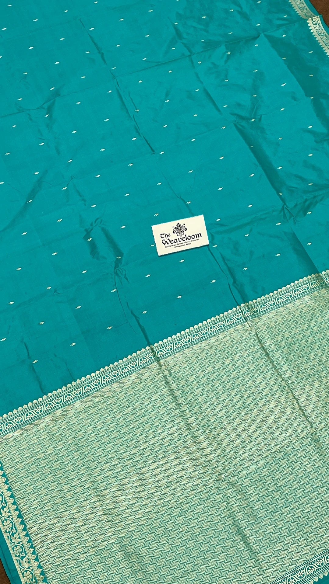 Sea Green Pure Katan Silk Handloom Banarasi Saree with Kadwa Weave and Zari Border by The Weaveloom