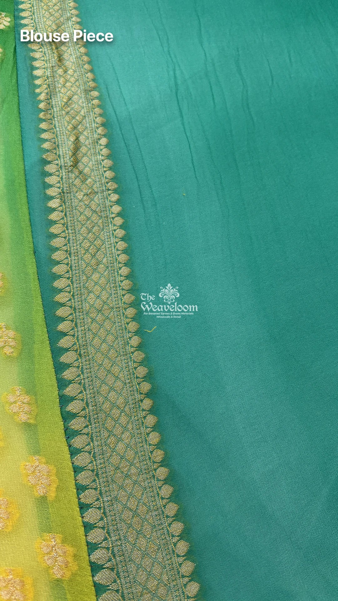 Sea Green Zari Buti Pure Crepe Georgette Banarasi Saree by The Weaveloom