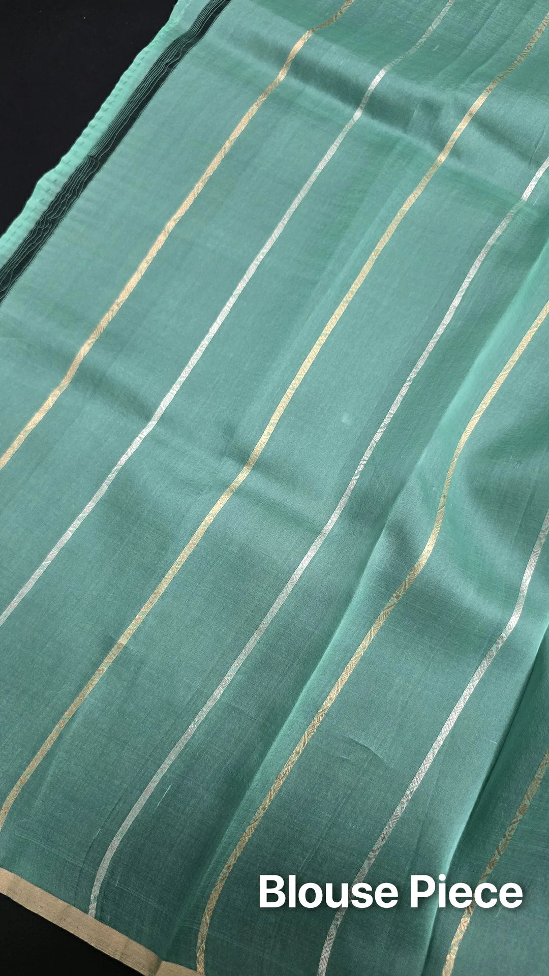 Sea Green Zigzag Zari Kora Silk Pure Banarasi Saree The Weaveloom